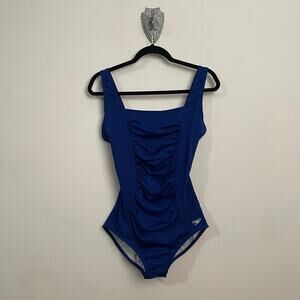 Speedo 12 Endurance one piece swimsuit royal blue ruched solid coconutgirl